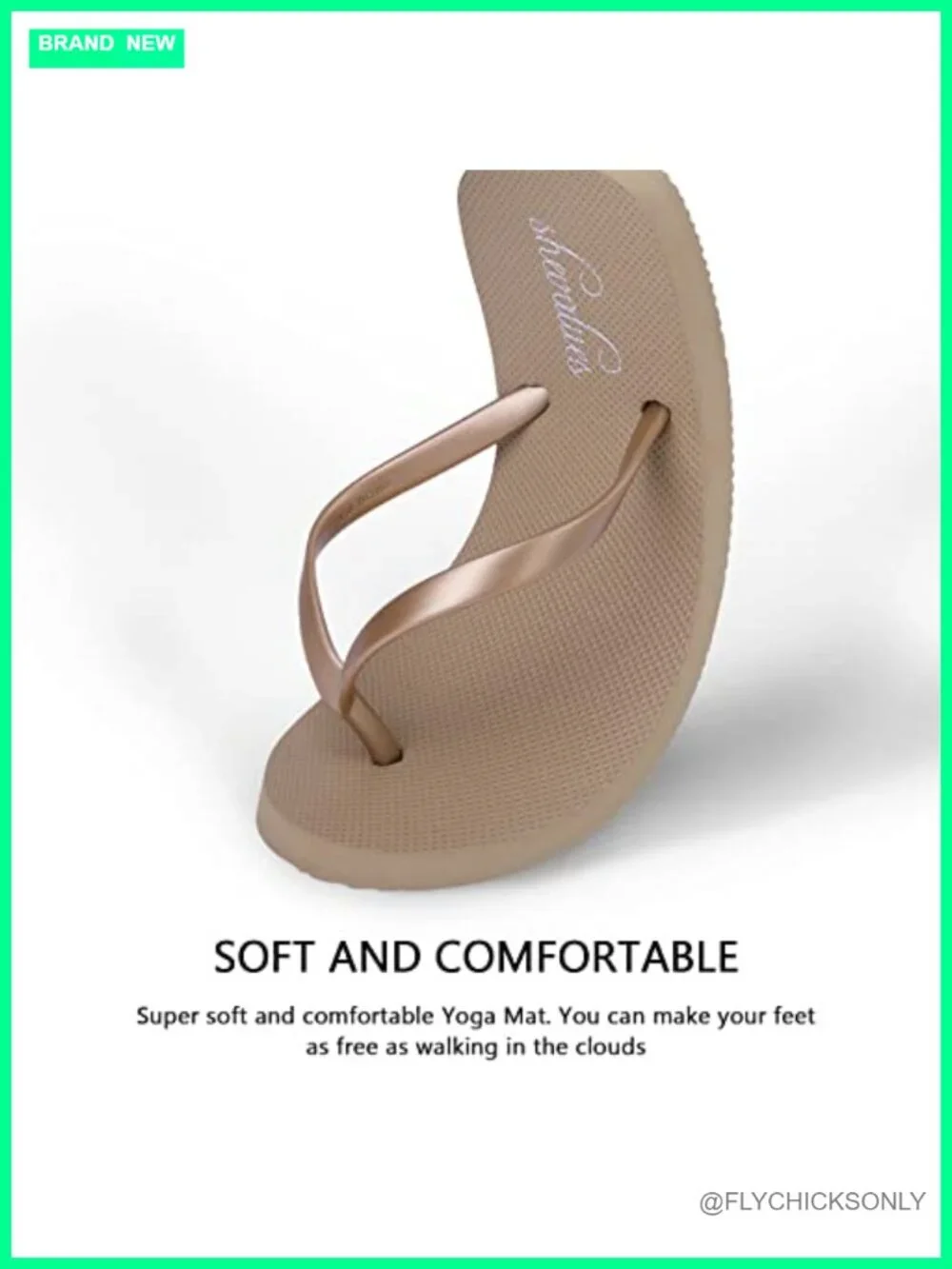 Slim Flip Flops with Yoga Mat Footbed, Lightweight Non Slip Sandals for Beach
